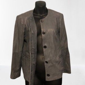 Lucky Brand Faux Leather Grey Jacket Size …